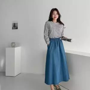 [다잇템]여자 데님스커트 에이라인 엘라스틱 스커트