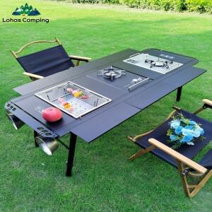 Lohascamping 접이식 IGT 테이블, 5개의 유닛 경량 캠핑 백팩 롤 확장 조절 가능한 다리 책상, 데스크탑 버