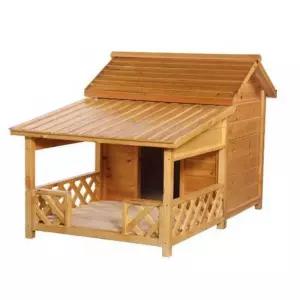 대형견용 개집 야외 텐트 스타일 나무 주황색 지붕 목재