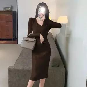 원피스 스커트 니트 가을 빈티지 스웨터 여자니트스커트 힙업 무릎 슬림핏 프렌치 ible3