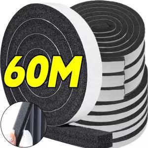 2/60M 충돌 방지 씰링 스트립 자체 접착 스폰지 창문 홈 방진 드래프트 절연 폼 테이프