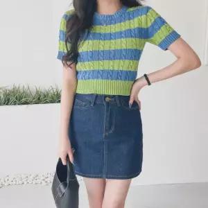 [다잇템]여자 진 면원단 SS 에이라인 미니스커트