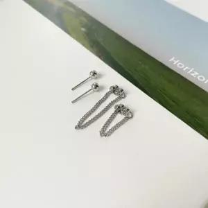 [신세계라이브쇼핑][옷자락] 여자 데일리 심플 체인 드롭 피어싱 귀걸이