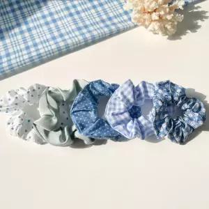 여자 패브릭 블루밍 패턴 예쁜 곱창밴드 헤어 세트
