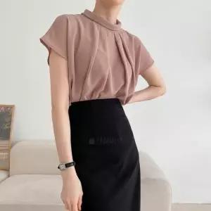 [다잇템]여자 여름 플리츠 주름 나시 반팔 티 블라우스