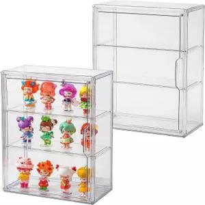 자석 문이 있는 피규어의 투명 디스플레이 케이스 수집품용 아크릴 3층 보관 정리함 책상 또는 벽걸이형