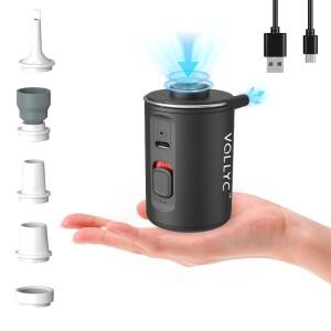 VOLLYC 휴대용 에어펌프, 진공백 USB-C 충전, 공기 주입 및 배출, 슬리핑 패드, 침대, 수영장 장난감에 적