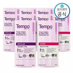 템포 레귤러 50매+슈퍼 50매 총 100매 탐폰 생리대 휴대용