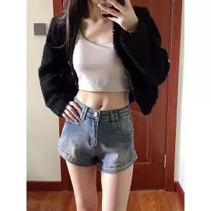 아브릴 데님 빈티지 여름 여성데님반바지 청반바지 핫팬츠 하이웨스트 힙스터 UNO2