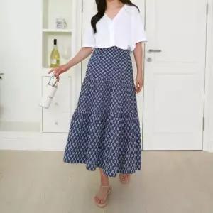 [다잇템]여자 데님스커트 플라워패턴 롱스커트