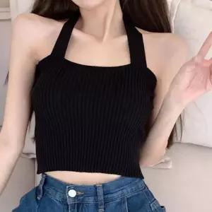 [디어로우]에덴스 홀터넥 골지 크롭 탑