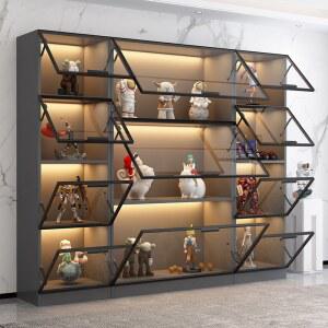 LED 피규어 장식장 진열대 벽면 달린 방진 유리문이 볍고 책장 럭셔리 전시대