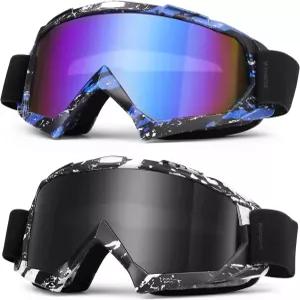 모터사이클 MX 파워스포츠용 마이크나론 더트 바이크 고글 2팩 스키 및 ATV - 남성 여성 성인 청소년