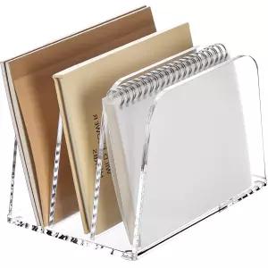 YUXUN 투명 아크릴 데스크톱 파일 분류 정리함 올바른 홈 오피스 및 교실용 3섹션 책장