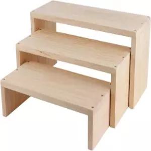 WIQARJ 3단 라이저 디스플레이 스탠드 소매용 나무 랙 컵케이크 수집품 보석 향수 펀코 팝 피규어용