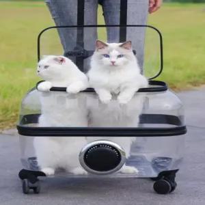고양이 투명 이동가방 바퀴 애견 외출 강아지
