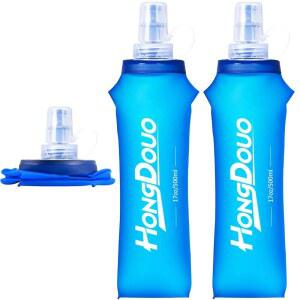 홍두오 2팩 소프트 플라스크, 17온스/500ml TPU 접이식 물병, 수분 팩, 러닝 조끼, 하이킹 사이클링 클라이밍 야외 스포츠용 BPA 프리 물병