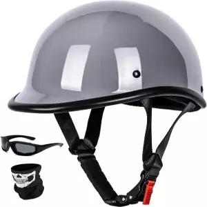 예스모터 빈티지 모터사이클 하프 헬멧 경량 로우 프로파일 페이스 DOT 승인