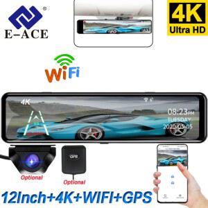 화물차 블랙박스 ACCEO 4K WIFI Dashcam 12인치 자동차 DVR 백미러 레코더 대시 지원 1080P 블랙 박스 후면보기 카메라 액세서리