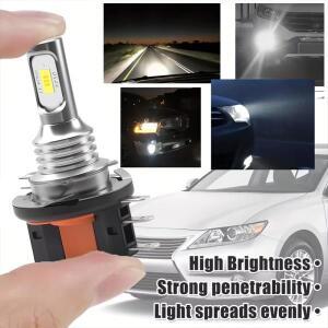 2개 H15 LED 전구 헤드라이트 3570 CSP 자동차 안개등 상향등 DRL 주간 주행등 12V 6000K 백색 램프 팬리스