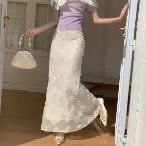 치마 여성 롱 봄 H라인스커트 입체 꽃 로맨틱 프렌치 원 스팽글 머메이드 ible1