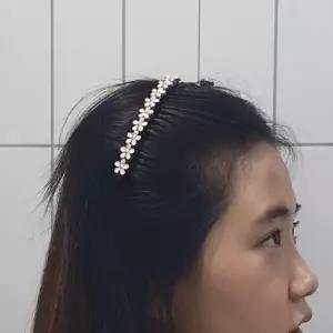 올림머리 클립형 플라워 헤어빗핀 화이트