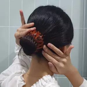 포니 올림머리 만두핀 똥머리집게핀 오렌지