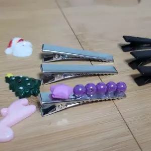 헤어핀부자재 납작 민자 메탈집게핀 실버 5P