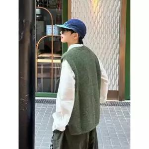 니트 빈티지 레이어드 융 풀오버 나시 민소매 남자브이넥니트 따뜻한 조끼 봄가을 브이넥 ible3