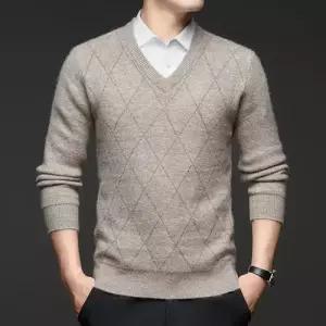 오피스룩 가을 데일리 혼방 기모 스웨터 카디건 브이넥 긴팔 남자브이넥니트 풀오버 ible3