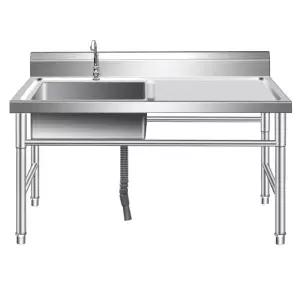 업소용 스텐 싱크대 간이 캠핑 사무실 야외 탕비실 캠핑장 왼쪽 스테인레스 올 조리대 식당