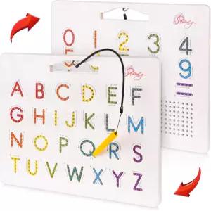 마그네틱 벳 트레이싱 보드 양면 문자 및 숫자 ABC 은 펜으로 글쓰기를 배우고 STEM 글자 학습 손글씨 게임