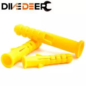 노란색 플라스틱 확장 파이프 기둥 콘크리트 벽 플러그 프레임 고정 튜브 앵커 건식 벽체 고정 200 부품 M6