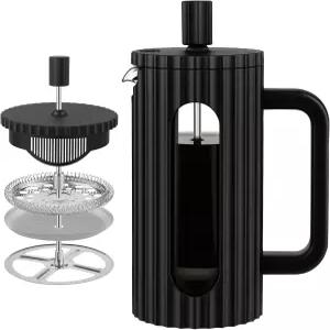 내열 유리 프렌치 프레스 커피 메이커 350ml 12oz 붕규산 티 겸용 추출기 우드 핸들 거품기 거실 및 캠핑용