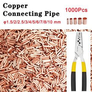 1000Pcs GT 구리 연결 파이프 와이어 조인트 커넥터 Φ1.5/2/2.5/3/4/5/6/7/8/10mm 냉간 압착 단자 빨간색