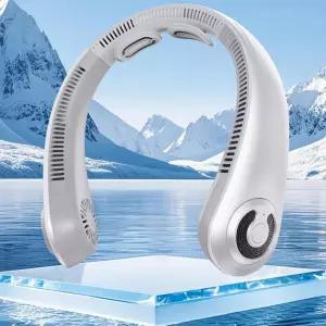 목 선풍기 지지대가 있는 휴대용 5단 속도 올어라운드 공기 흐름 핸즈프리 칼날 없는 쿨링 팬 실외 및