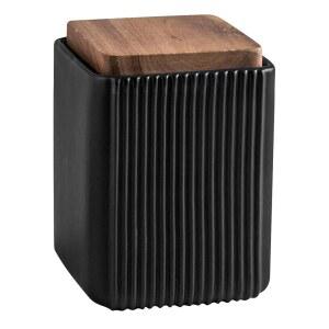 세라믹 저장 용기 현대적인 우아하고 광택이 나는 밀폐된 화려한 용기와 나무 뚜껑이 있는 작은 음식 보관 주방 스파이스 바닐라 슈가 커피 원두 블랙 스몰 사이즈 13CMX10CM