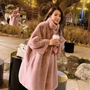 여자 청담동 며느리 엄마 외출 페이크 코트