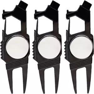 BOXOB 3pcs 7-in-1 골프 잔디 수리 도구 마그네틱 볼 마커 병따개 홈 클리너 클럽 홀더 및 퍼터 정렬