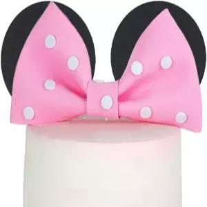 생일을 위한 마우스 케이크 토퍼 활과 귀 (뉴 핑크)