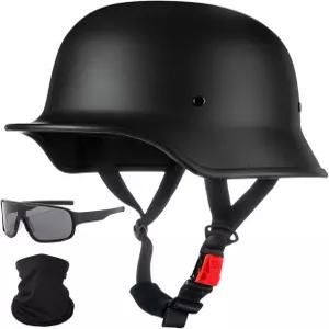 독일 모터사이클 헬멧 DOT 승인 페이스 경량 로우 프로파일 하프 성인 남성 빈티지 스타일 해골 캡 MXXL