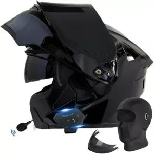 모터사이클 블루투스 모듈식 헬멧 성인 남녀를 위한 듀얼 스피커와 마이크가 장착된 풀페이스 바이저 DOT