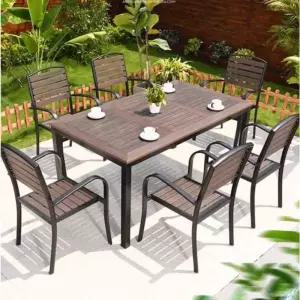 야외테이블세트 6인용 카페 펜션 사각 철제 탁자 쉼터 마당