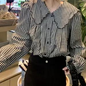 [샵앤] 여성 루즈핏 여리핏 빅카라 체크 블라우스 WON-WBL-WED3DB4