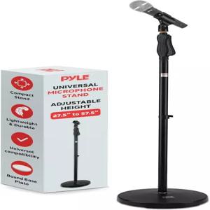 파일 유니버설 마이크 스탠드 - M-6 마운트 홀더 및 높이 27.5인치에서 57.5인치로 조절 가능 컴팩트 원형