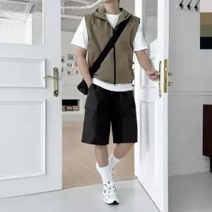 [모로엠] 남성 고프코어 후드 바람막이 카고 조끼 세트 DM-SET-QGSSSF1020MNP52M