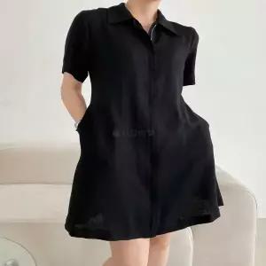 [클리어런스]나일론 카라티 슬림 반소매 에이라인 피케 미니원피스_5