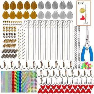 낚시 스피너 미끼 만들기 키트, 261개 DIY 키트 버즈베이트 스피너베이트 콜로라도 블레이드 스푼 리그 트레블 훅 배스 트라우트 월아이 스피너를 위한 나만의