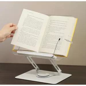 조절 가능한 독서대 360도 회전 북 스탠드 접이식 데스크탑 책꽂이 탄성 클립 페이지 넥 보호