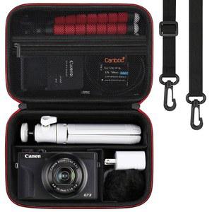 [미국배송] 캐논 파워샷 G7 X MARK II / G7X III 디지털 카메라 및 액세서리 키트용 캔복 휴대용 케이스(유연 삼각대 어댑터 등) 스트랩이 있는 가방 메시 포켓 핏 케이블 배터리 블랙